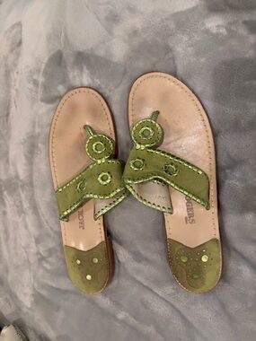 Green suede and leather Jack Rogers sandals